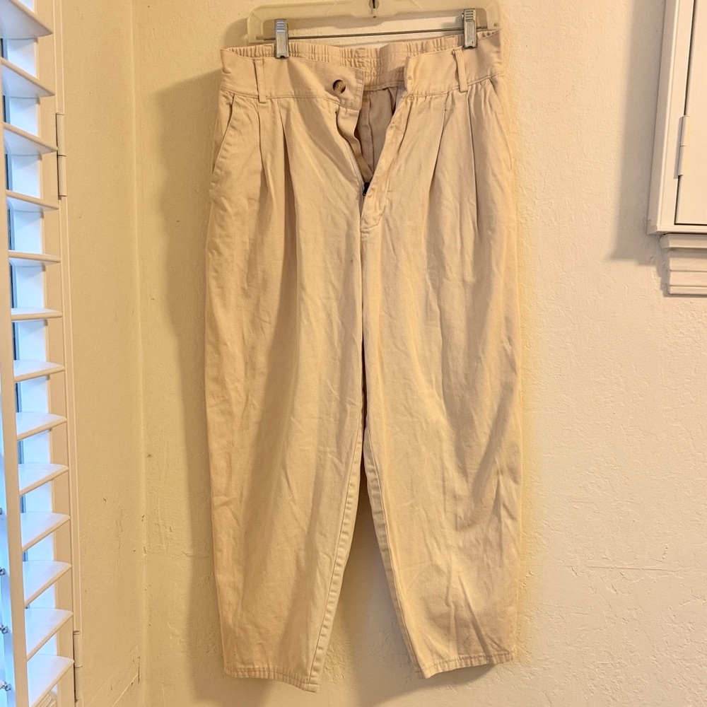 Vintage Men's Tan High Rise Barrel Cotton Pull on Pants